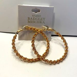 NWT Studio Badgley Mischka Gold Tone Hoop Earrings